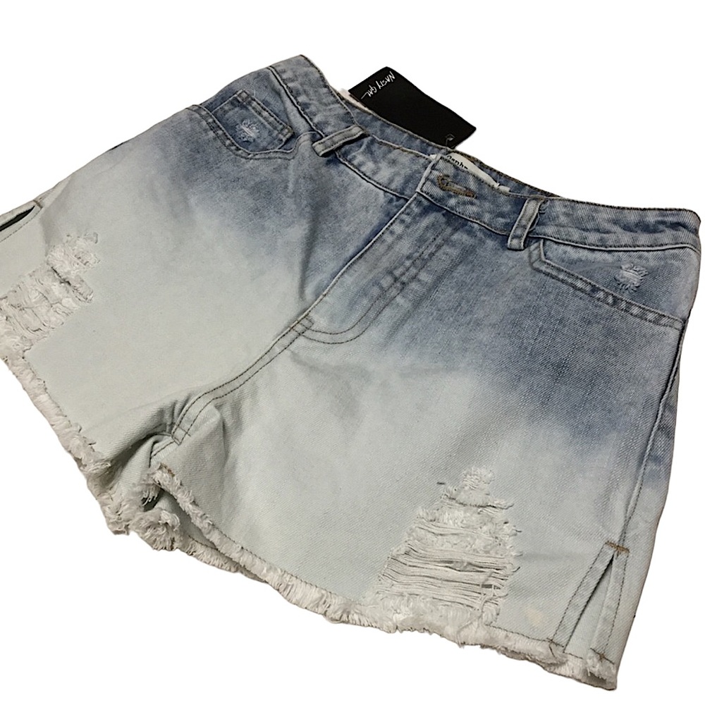 DAPHNEA sz Medium Shorts High Waisted Denim Ombré Blue NEW